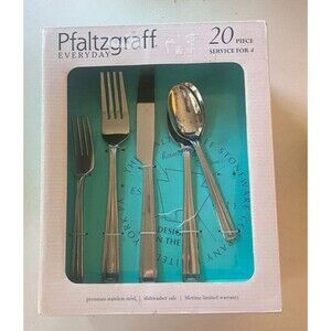 New Pfaltzgraff Everyday Premium Stainless Steel Selby 20 Piece Flatware Service